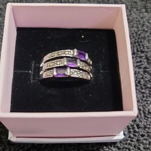 Elegant Silver and Purple Women's Ring